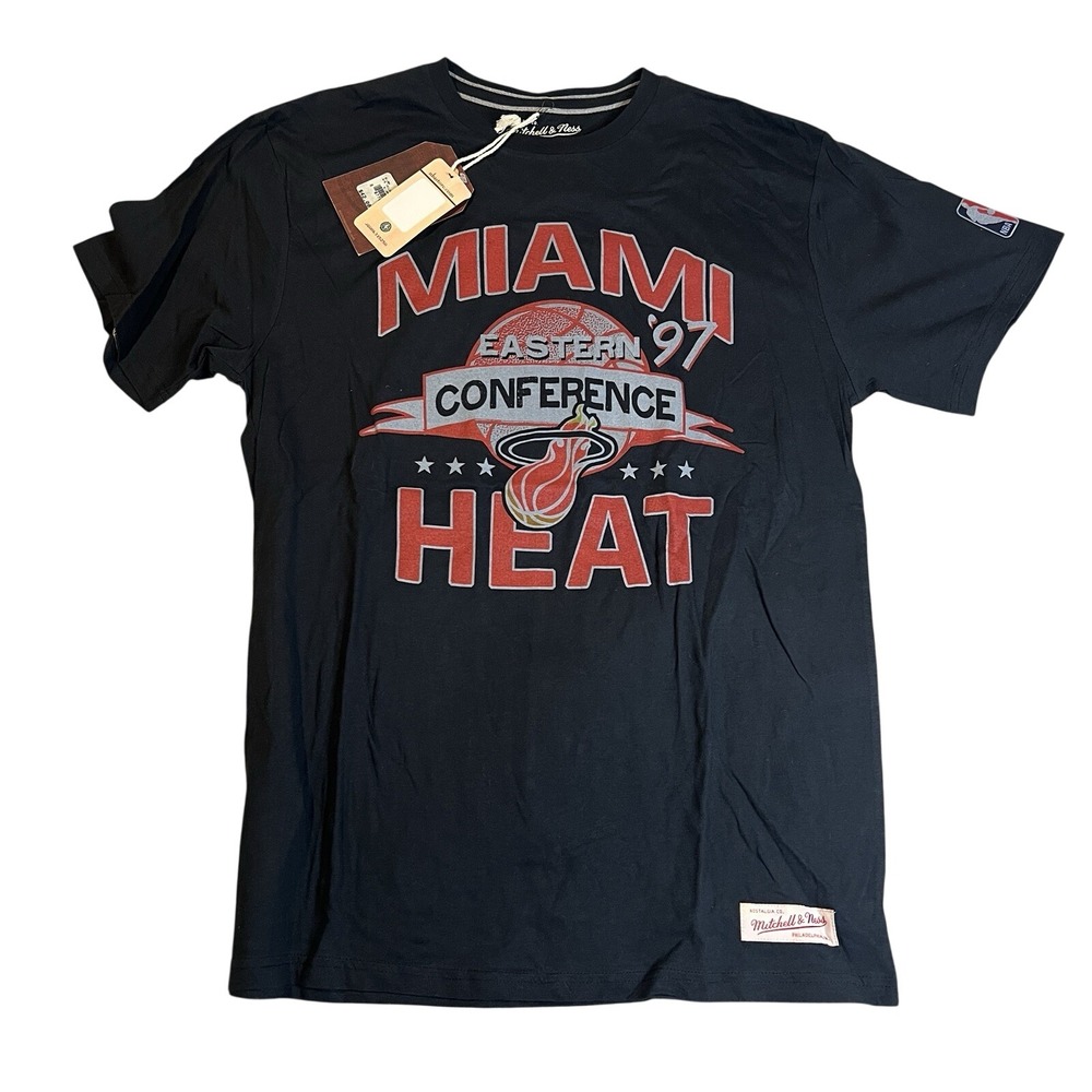 Mitchell & Ness Miami Heat 1997 Eastern Conference‎ Black Graphic T-Shirt Mens L